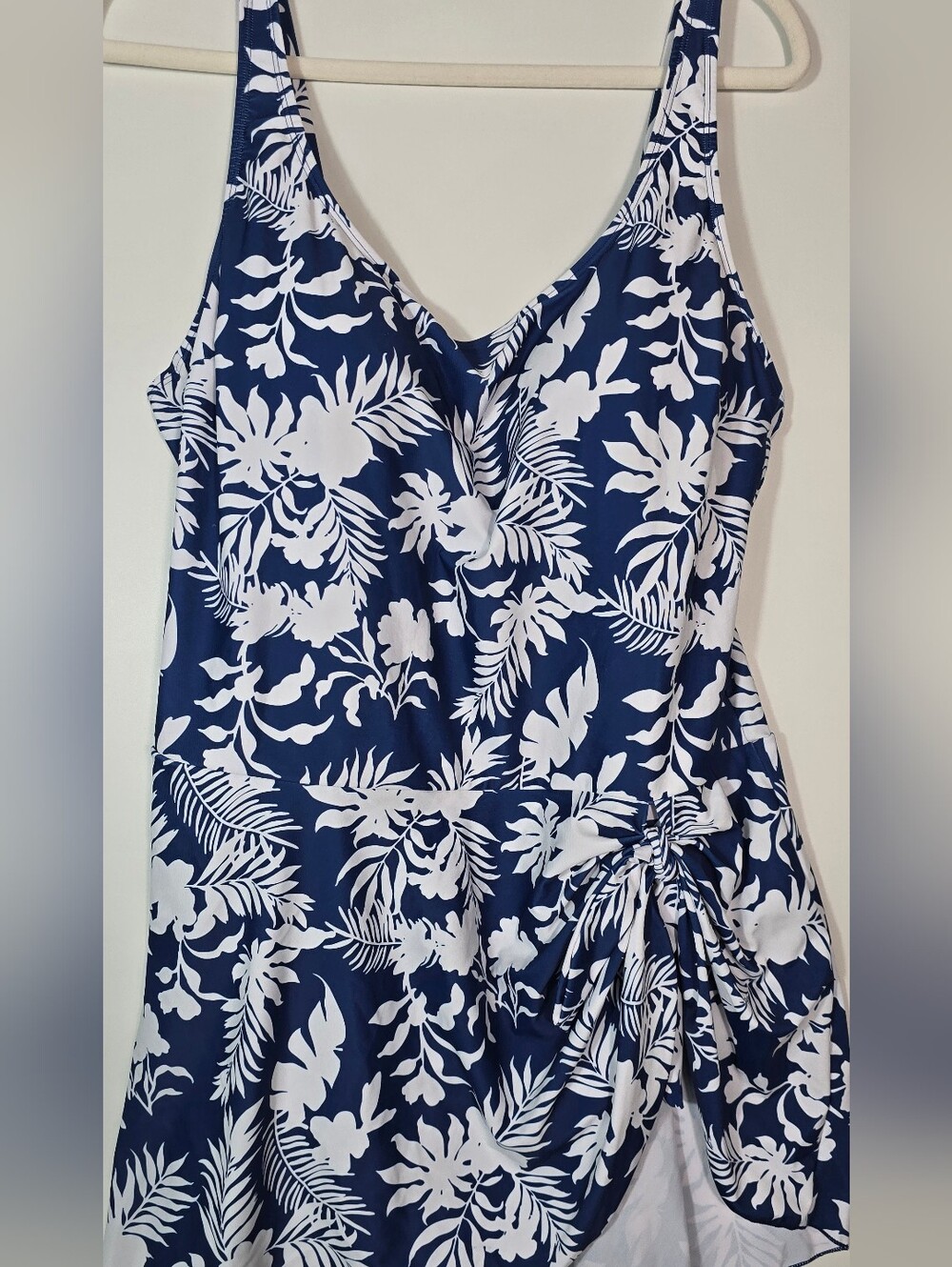 Navy & White Tropical Print Swimdress